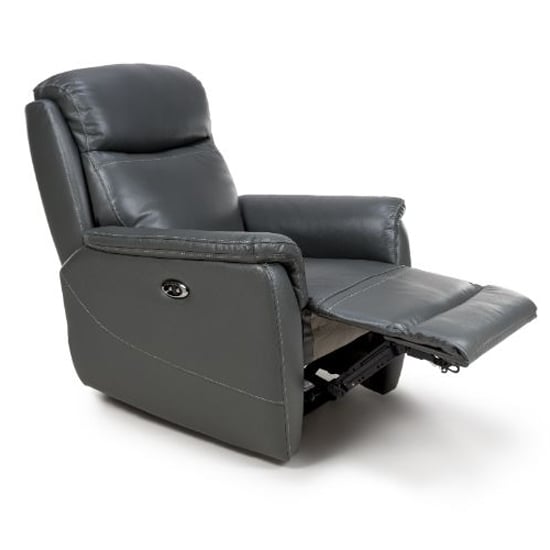 Product photograph of Kavon Leather Electric Power Recliner 1 Seater Sofa In Grey from Furniture in Fashion