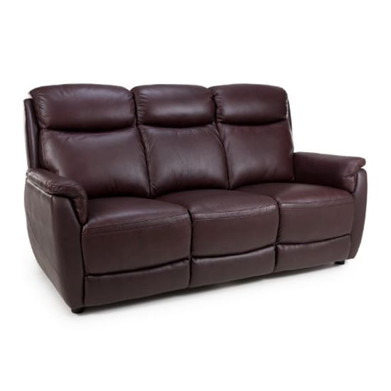 Product photograph of Kavon Leather Match 3 Seater Sofa In Chestnut from Furniture in Fashion