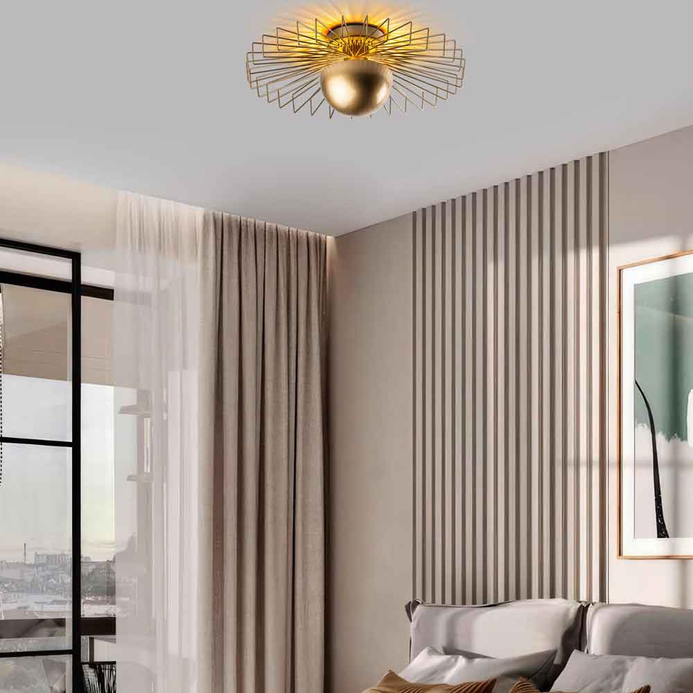Kaya Large Metal Semi-Flush Ceiling Light in Gold