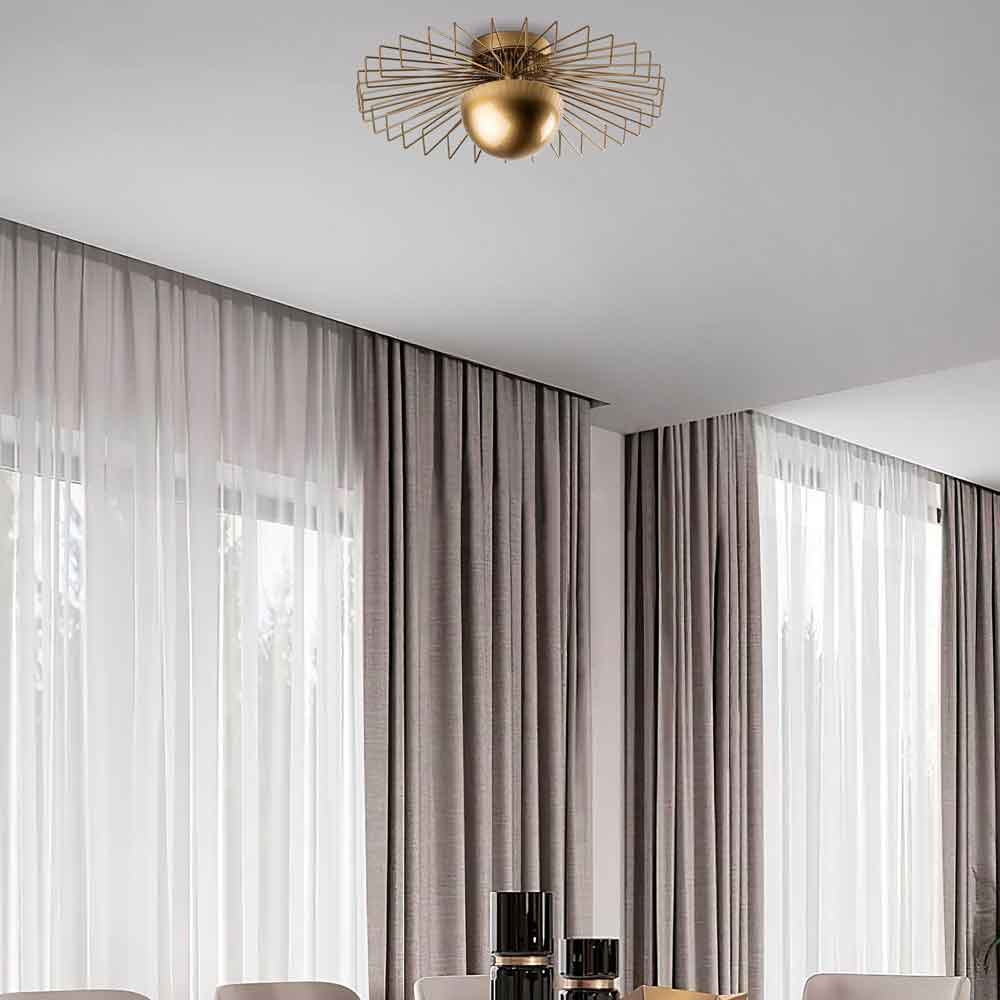 Kaya Large Metal Semi-Flush Ceiling Light in Gold