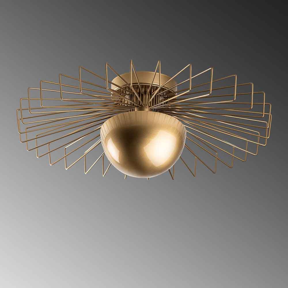 Kaya Large Metal Semi-Flush Ceiling Light in Gold