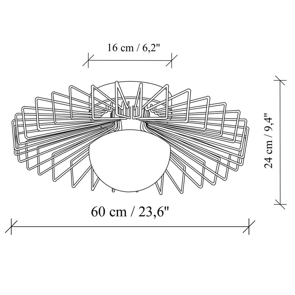 Kaya Large Metal Semi-Flush Ceiling Light in Gold