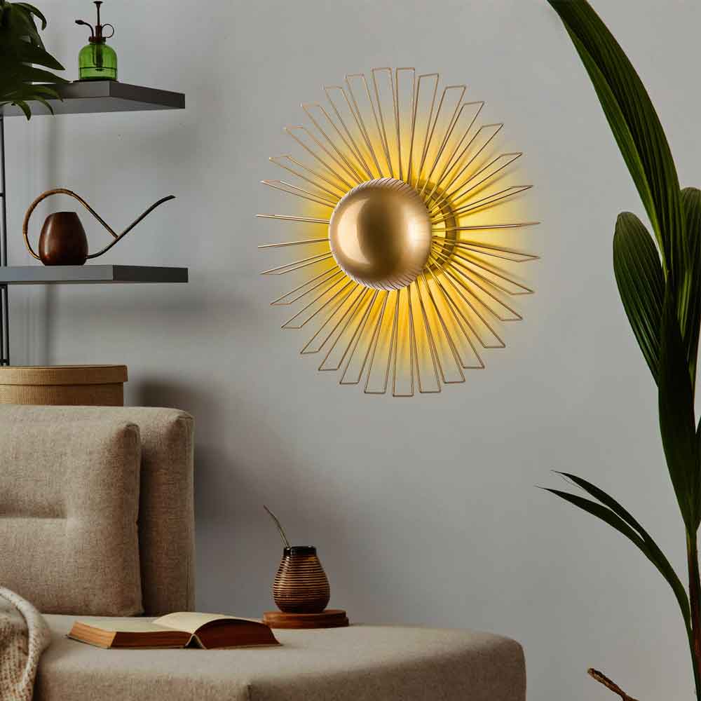 Kaya Large Metal Semi-Flush Wall Light in Gold