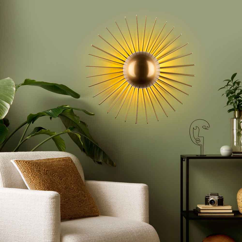 Kaya Large Metal Semi-Flush Wall Light in Gold
