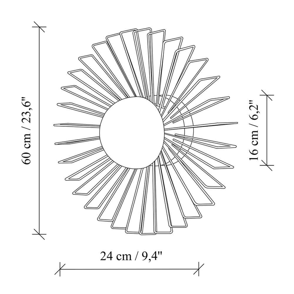 Kaya Large Metal Semi-Flush Wall Light in Gold
