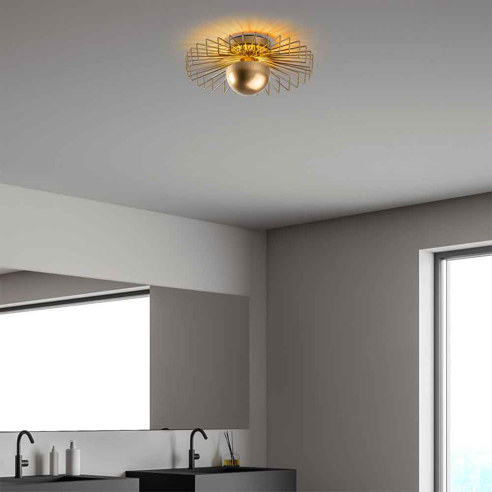 Kaya Small Metal Semi-Flush Ceiling Light in Gold