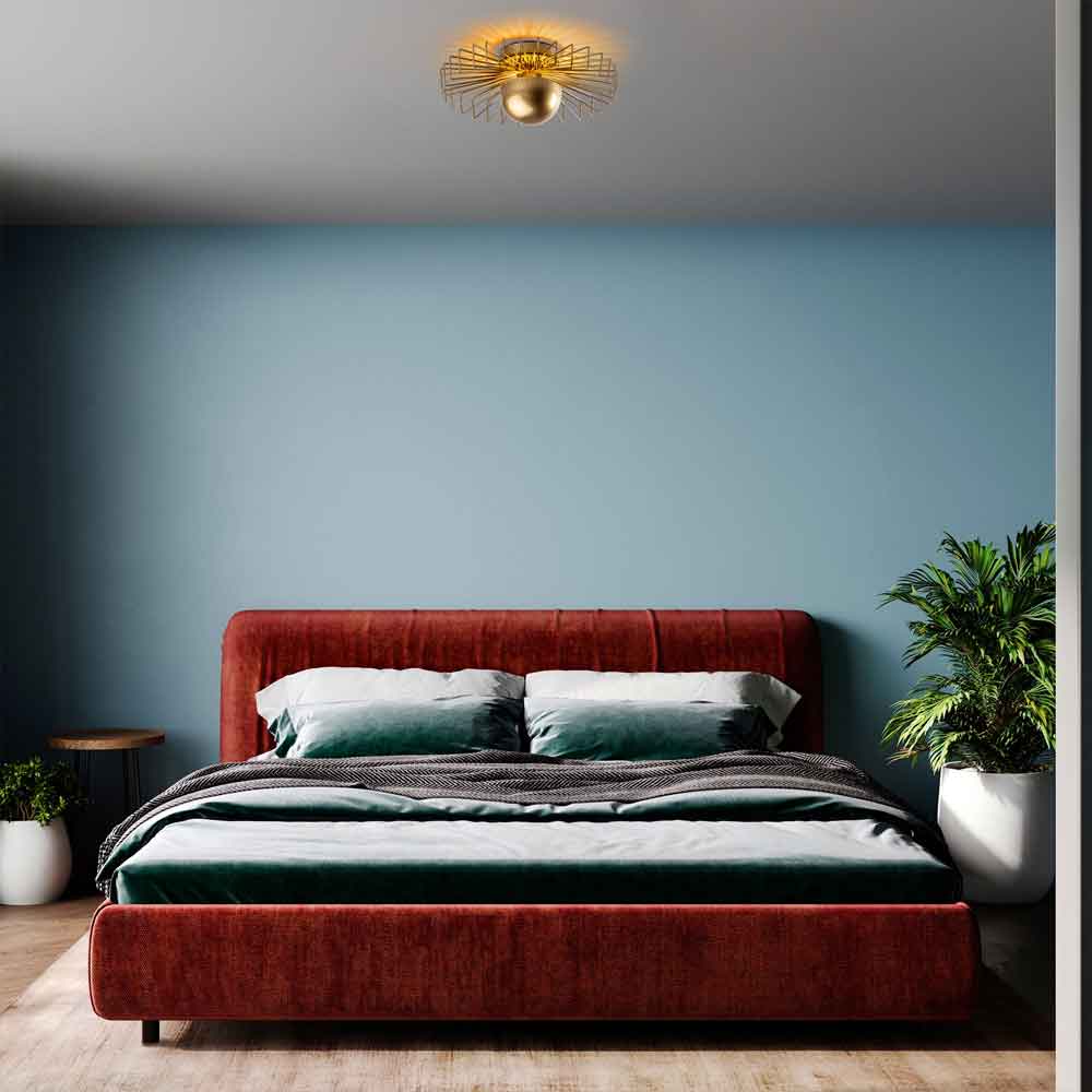 Kaya Small Metal Semi-Flush Ceiling Light in Gold