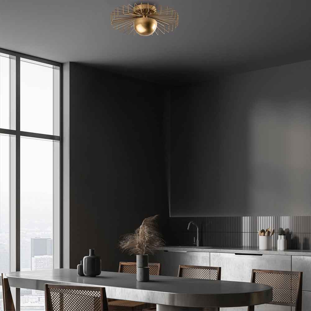 Kaya Small Metal Semi-Flush Ceiling Light in Gold