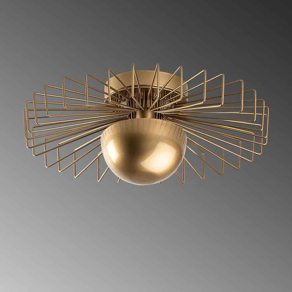 Kaya Small Metal Semi-Flush Ceiling Light in Gold