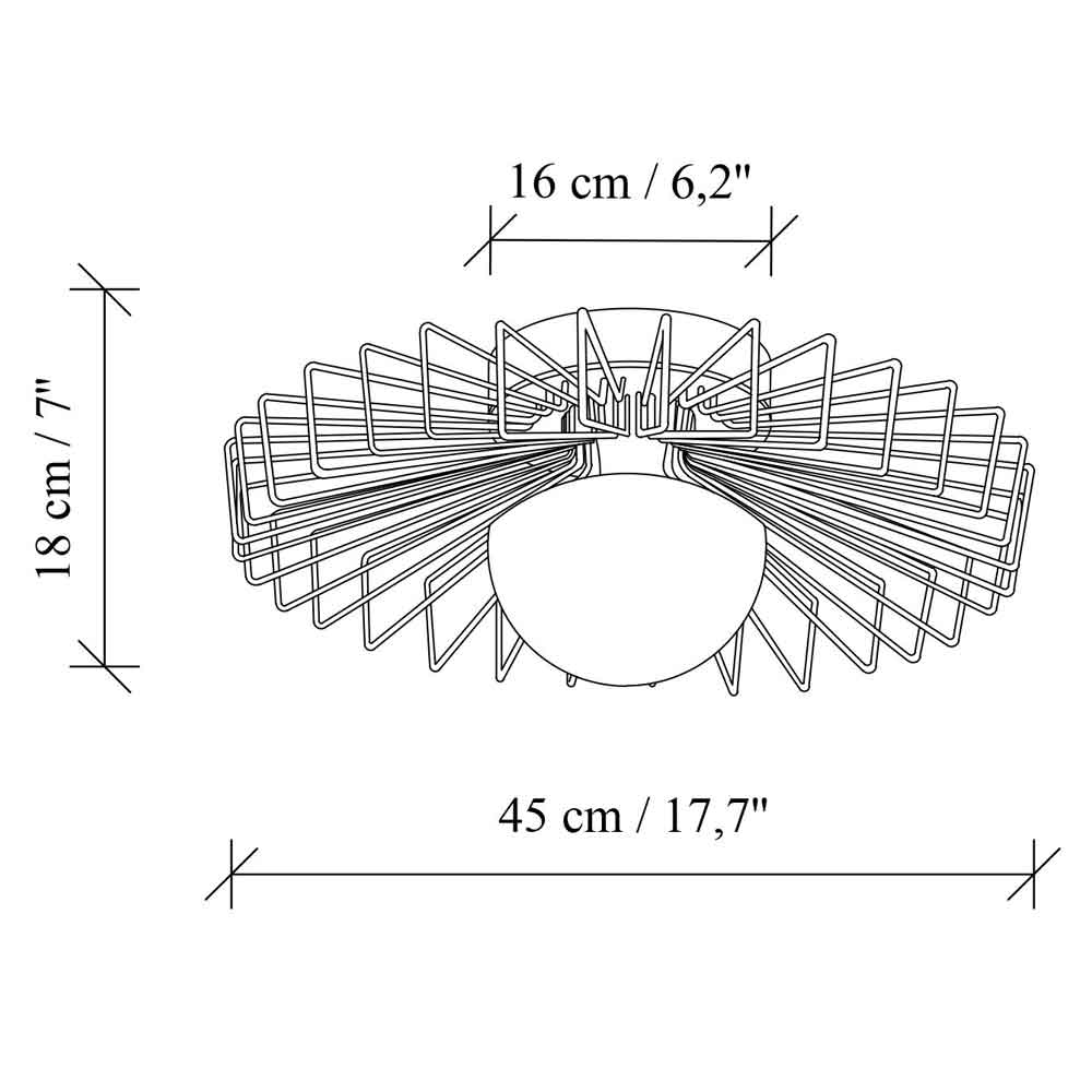 Kaya Small Metal Semi-Flush Ceiling Light in Gold