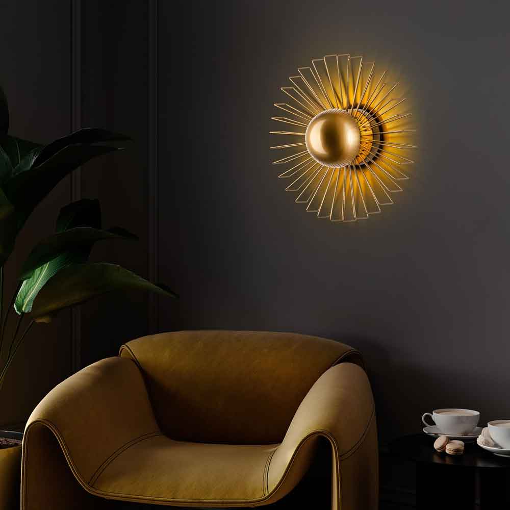 Kaya Small Metal Semi-Flush Wall Light in Gold
