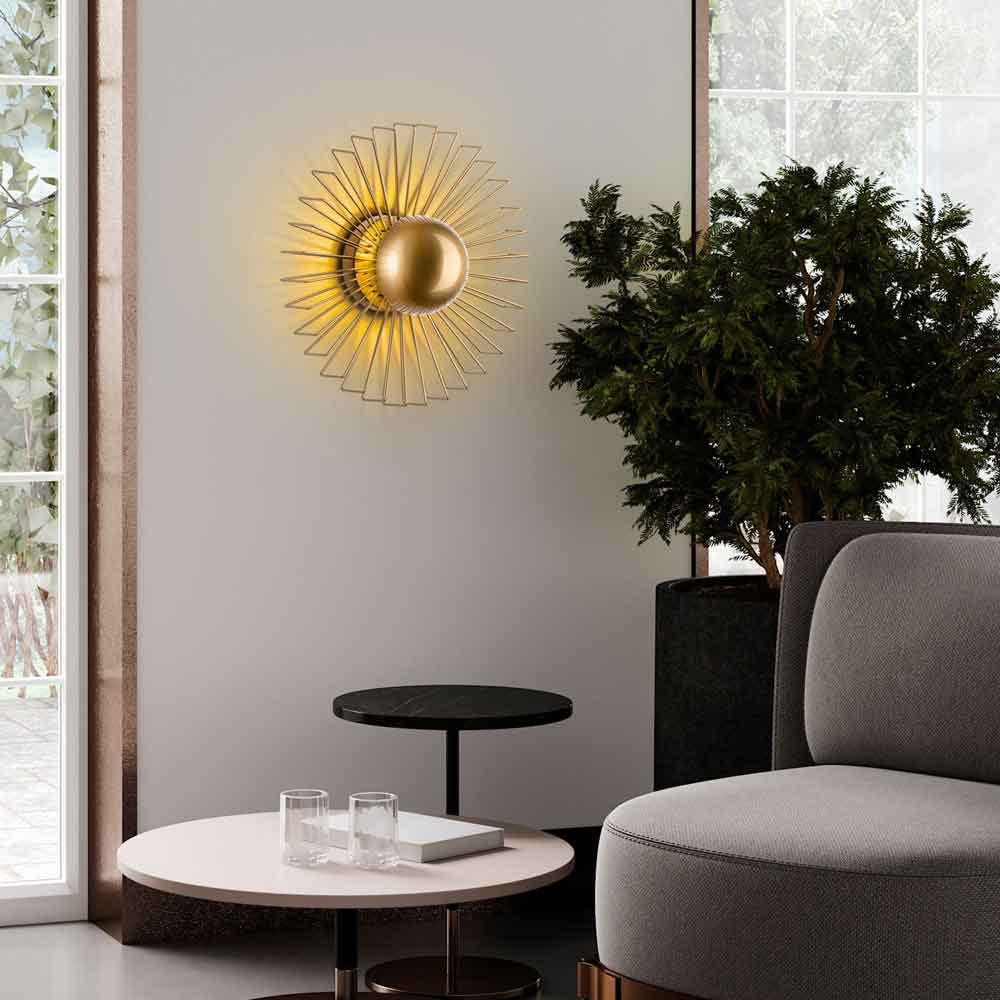 Kaya Small Metal Semi-Flush Wall Light in Gold