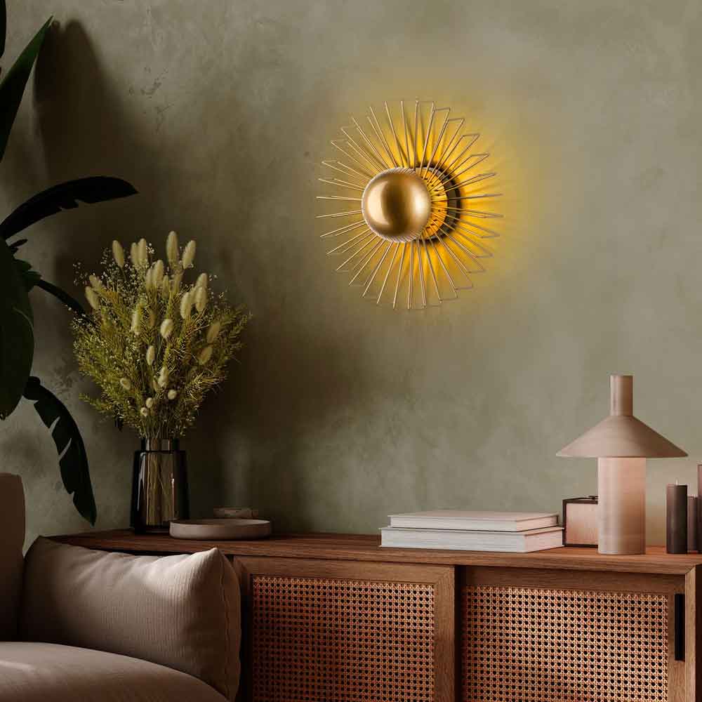 Kaya Small Metal Semi-Flush Wall Light in Gold