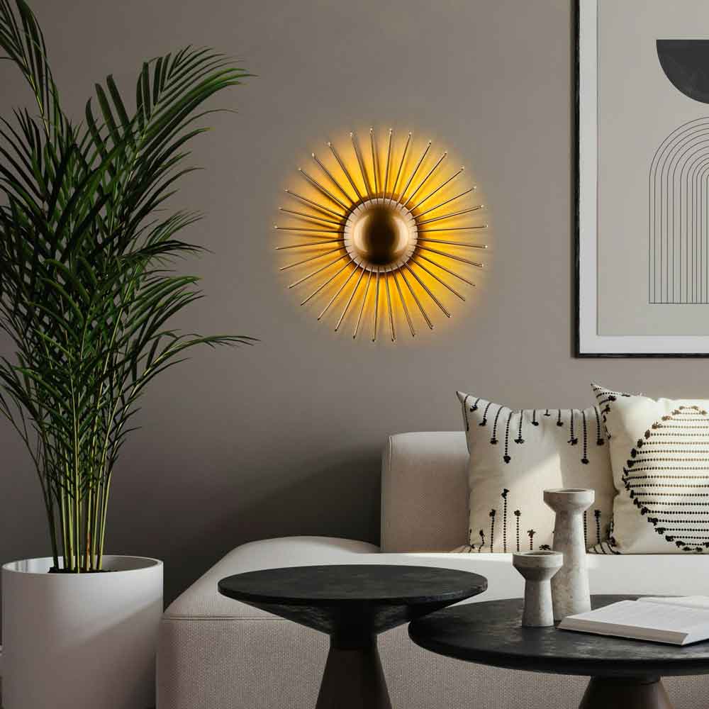 Kaya Small Metal Semi-Flush Wall Light in Gold