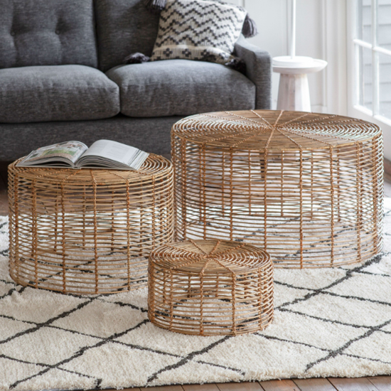 Read more about Kayak round rattan set of 3 coffee tables in natural