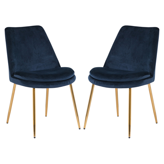 Set of 2 navy blue velvet dining tub chairs with chrome legs Browse