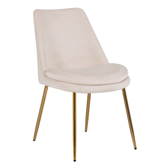 Kristi Velvet Dining Chair With Gold Legs In Oyster Furniture in Fashion