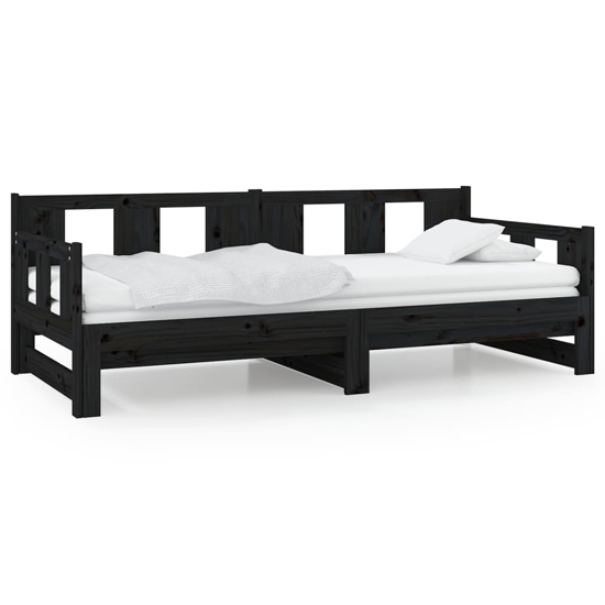 Kayin Pine Wood Pull-Out Single Day Bed In Black