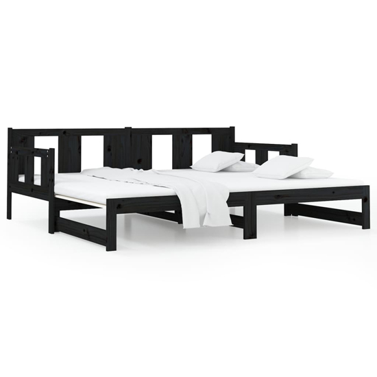 Kayin Pine Wood Pull-Out Single Day Bed In Black
