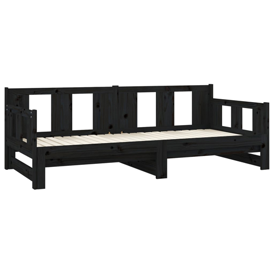 Kayin Pine Wood Pull-Out Single Day Bed In Black