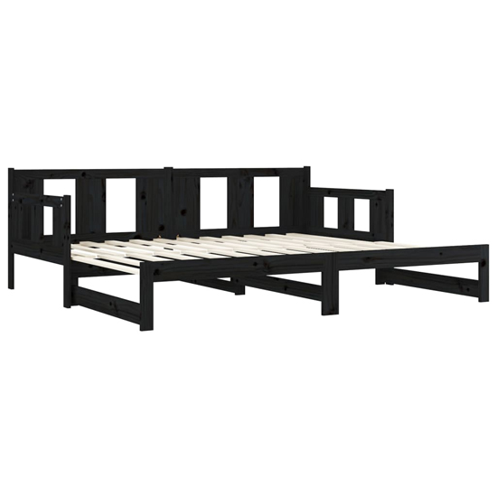 Kayin Pine Wood Pull-Out Single Day Bed In Black