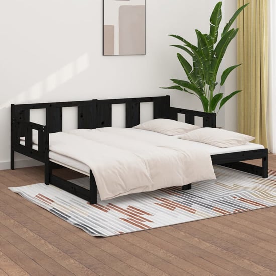 Read more about Kayin pine wood pull-out single day bed in black