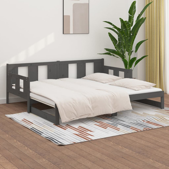 Product photograph of Kayin Pine Wood Pull-out Single Day Bed In Grey from Furniture in Fashion