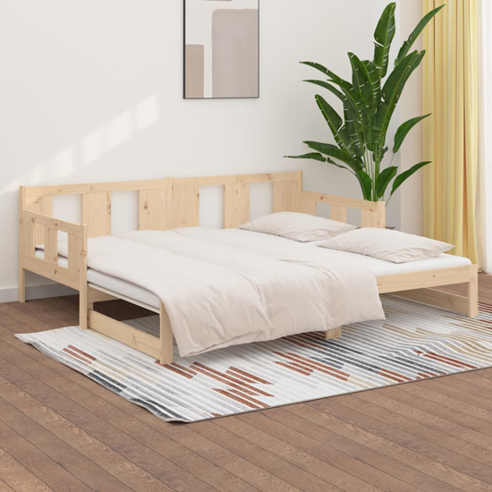 kayin pine wood pull-out single day bed in natural