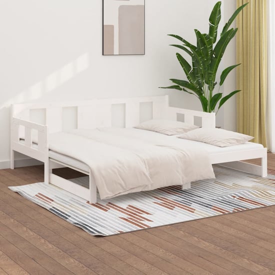 Read more about Kayin pine wood pull-out single day bed in white