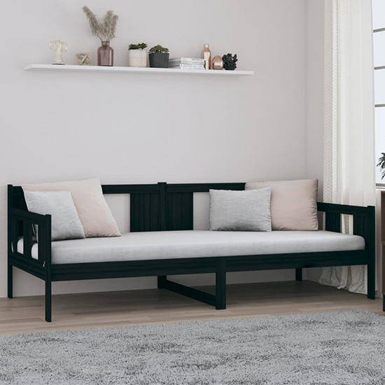Kayin Pine Wood Single Day Bed In Black