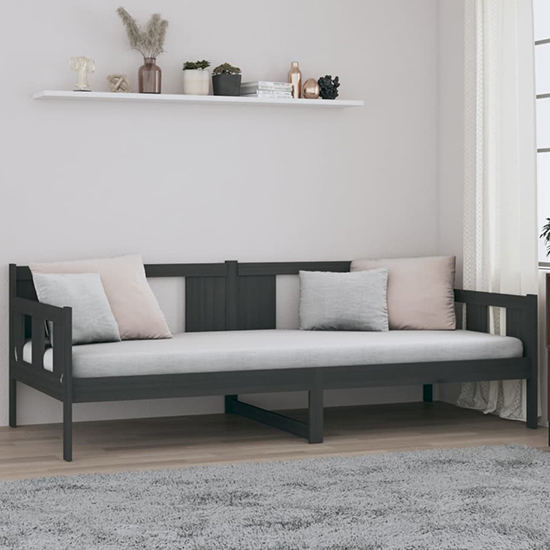 Kayin Pine Wood Single Day Bed In Grey