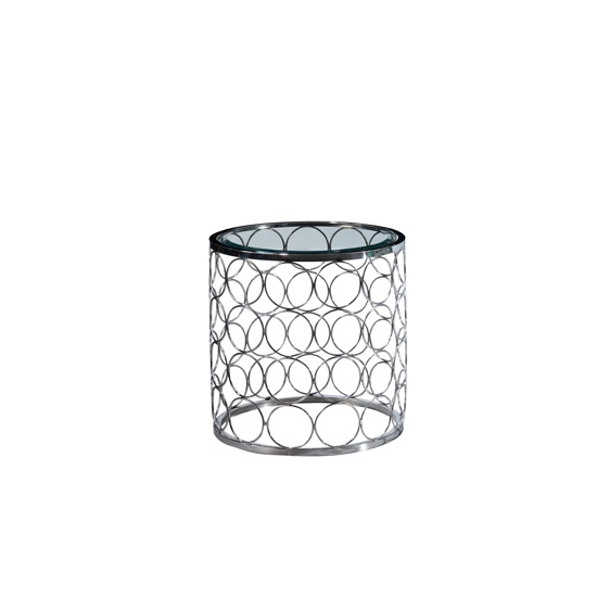 Read more about Kayla glass end table in clear with chrome finish base