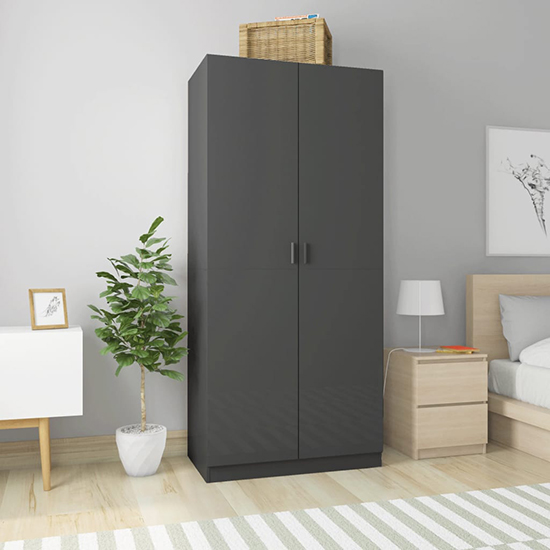 Read more about Kaylor high gloss wardrobe with 2 doors in grey