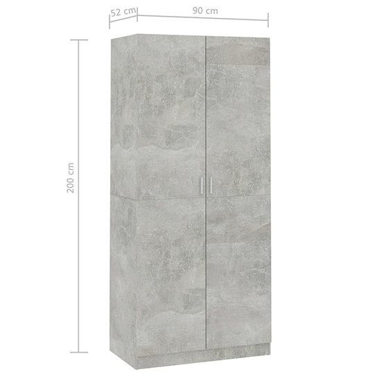 Kaylor Wooden Wardrobe With 2 Doors In Concrete Effect