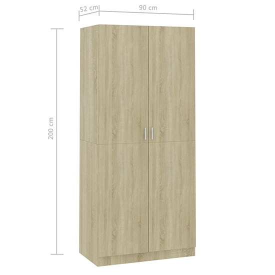 Kaylor Wooden Wardrobe With 2 Doors In Sonoma Oak