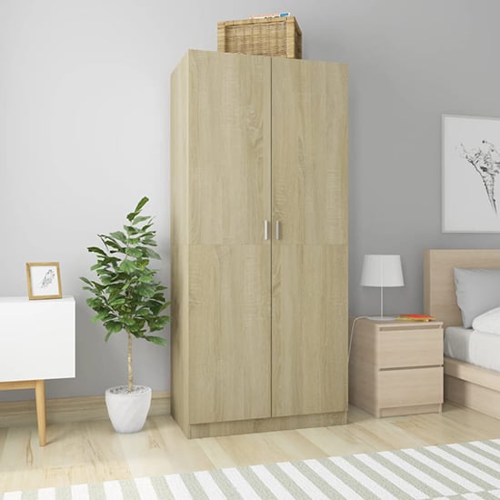 Kaylor Wooden Wardrobe With 2 Doors In Sonoma Oak