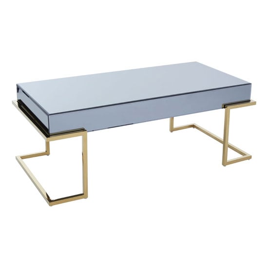 Product photograph of Kayo Grey Glass Top Coffee Table With Gold Stainless Steel Base from Furniture in Fashion