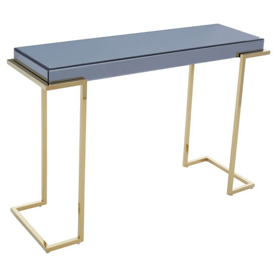 Product photograph of Kayo Grey Glass Top Console Table With Gold Stainless Steel Base from Furniture in Fashion