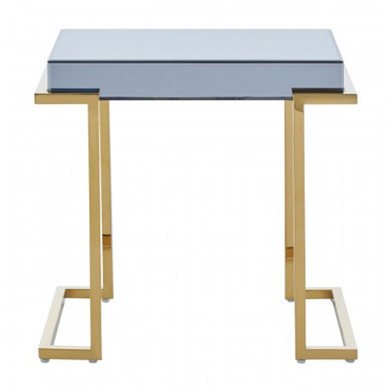 Kayo Grey Glass Top End Table With Gold Stainless Steel Base