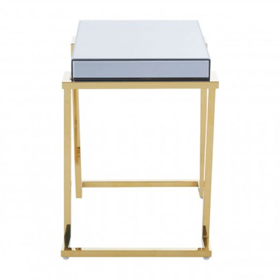 Kayo Grey Glass Top End Table With Gold Stainless Steel Base
