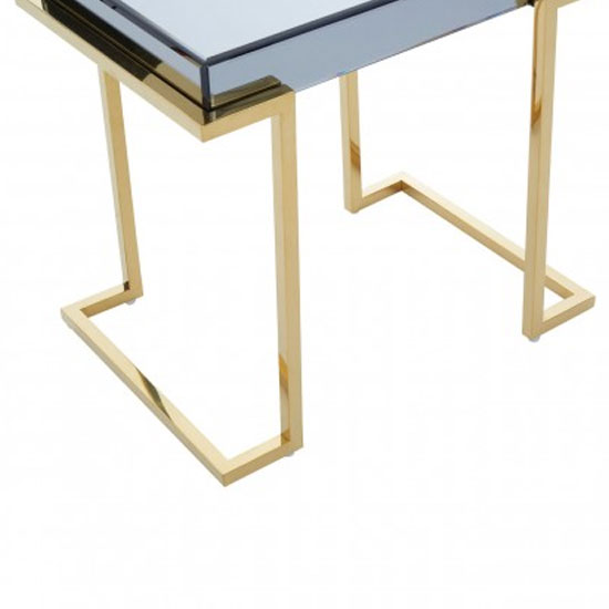 Kayo Grey Glass Top End Table With Gold Stainless Steel Base