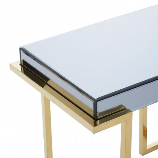Kayo Grey Glass Top End Table With Gold Stainless Steel Base