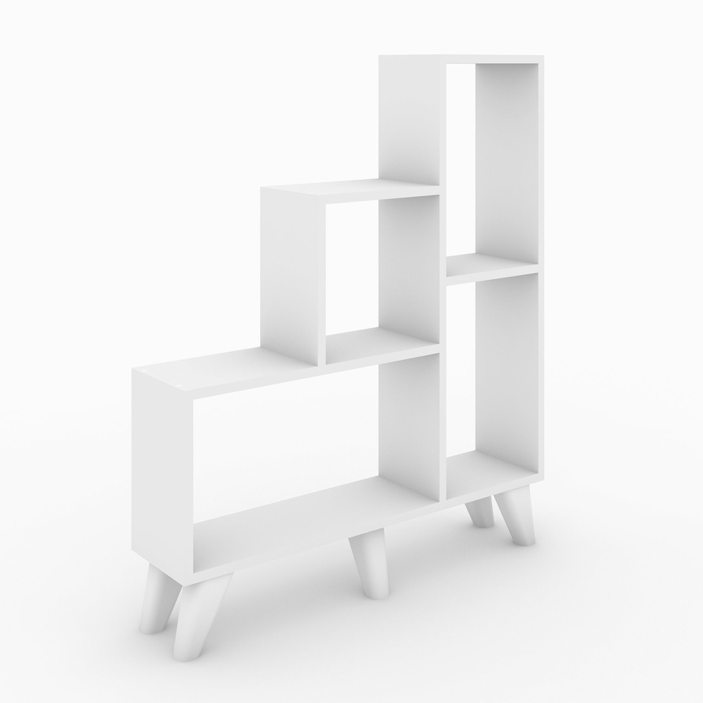 Kaze Wooden Bookcase with 4 Shelves in White