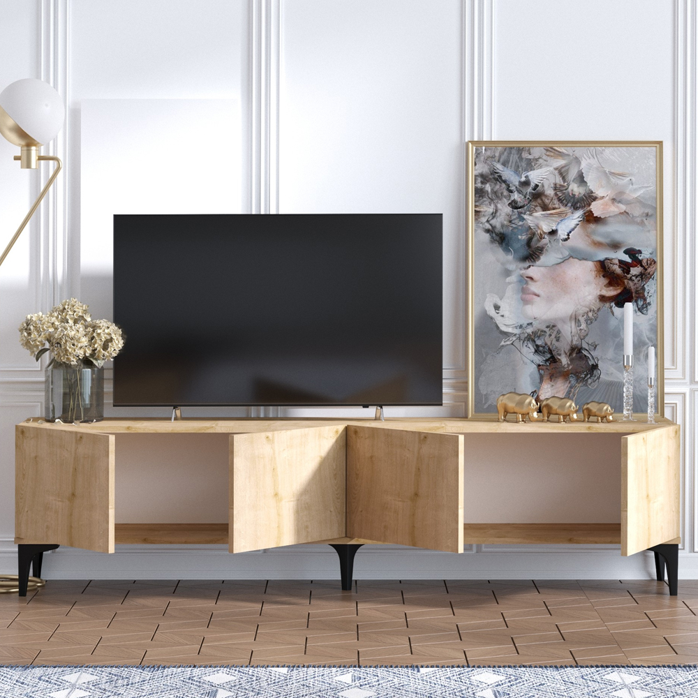 Kaze Wooden TV Stand with 4 Doors in Sapphire Oak