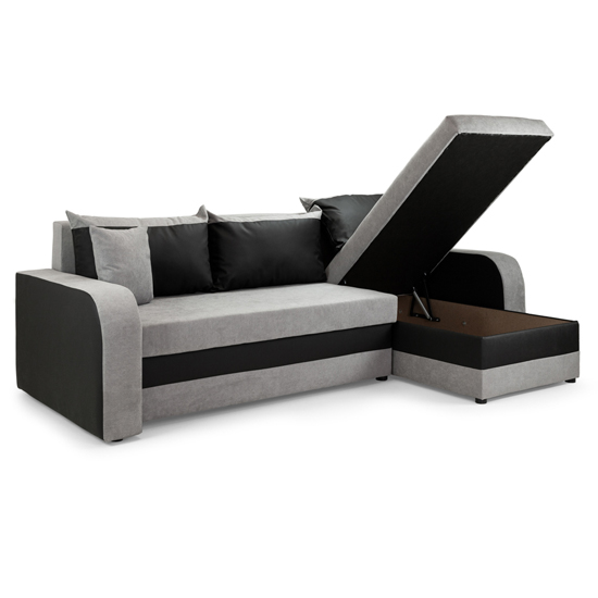 Keagan Fabric Corner Sofa Bed In Black And Grey_3