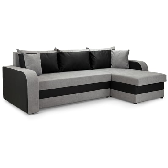 Keagan Fabric Corner Sofa Bed In Black And Grey_1