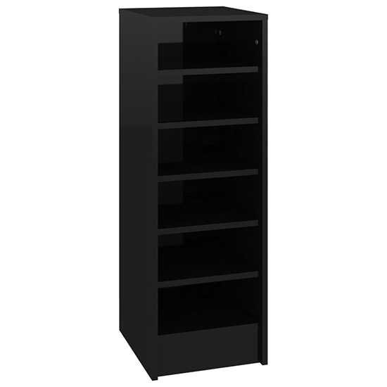 Keala High Gloss Shoe Storage Rack With 6 Shelves In Black_2