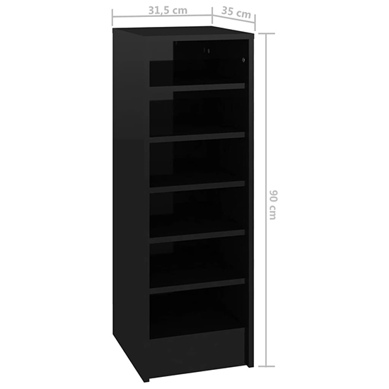 Keala High Gloss Shoe Storage Rack With 6 Shelves In Black_4