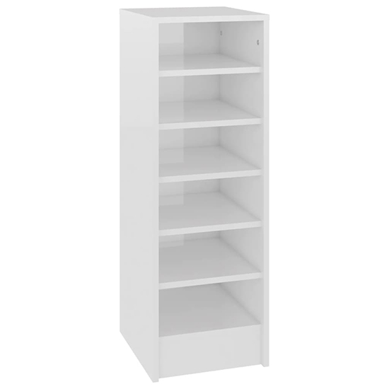 Keala High Gloss Shoe Storage Rack With 6 Shelves In White_2
