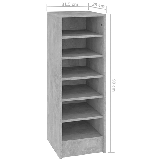 Keala Wooden Shoe Storage Rack With 6 Shelves In Concrete Effect_4